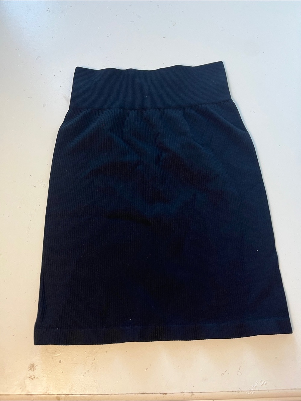 OQQ Small Black Elastic Waist Pull On Pencil Bodycon Longer Skirt